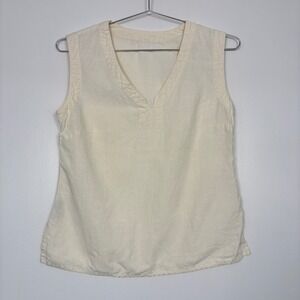 Ecolution Womens Tank Top Size S Cream Eco-Hemp V-Neck Sleeveless Shell